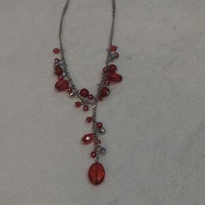6/$10 Paparazzi Red and Silver Beaded Necklace